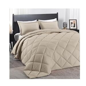 Plush Beige Quilted Comforter - Neutral Bedding